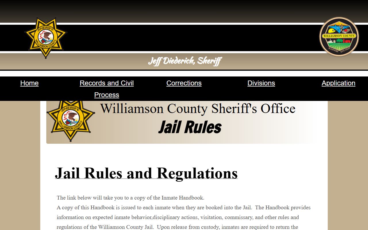 Williamson County Jail mail rules and inmate handbook policy