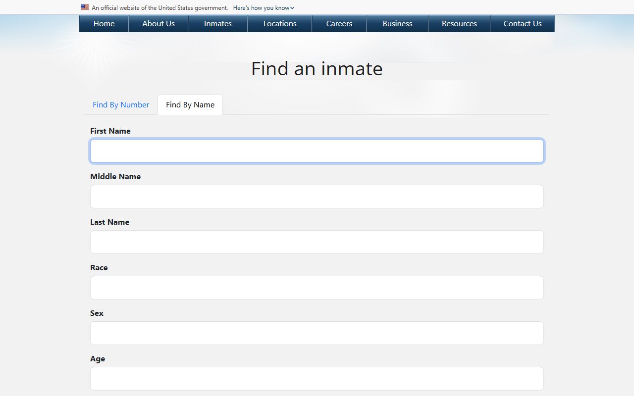 BOP federal inmate locator fields for FCI Marion inmate lookup